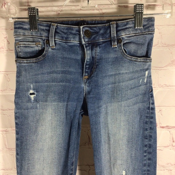 GAP Stretch Super Skinny Distressed Denim Blue Jeans - Size 10 - Picture 3 of 9
